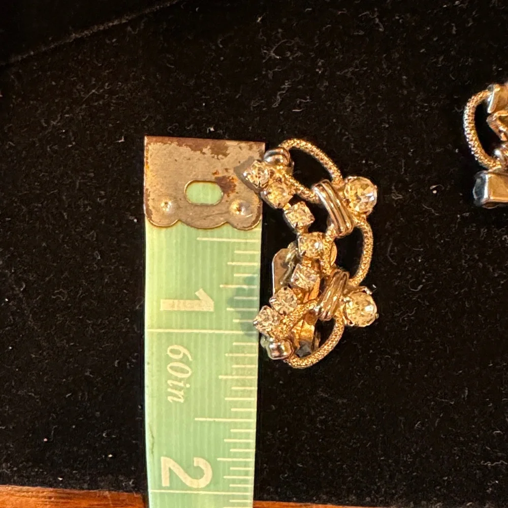 Linked-Chain, Silver Rhinestone Clip-On Earrings